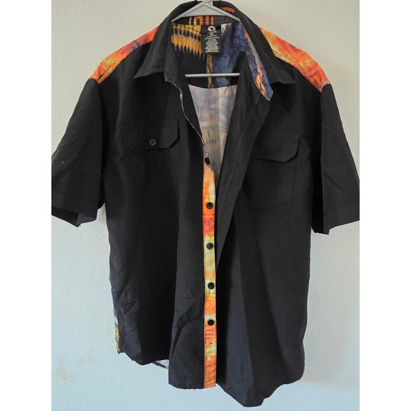 Akademiks Other - Akademiks Mens XL Black Medusa Graphic Short Sleeve Button Up Shirt Streetwear